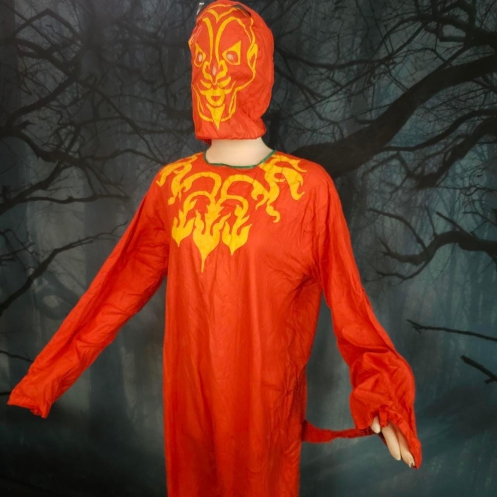 Vintage 1940s‎ Men's Costume Red Devil Flames Horns & Tail w/ Mask Halloween - Picture 5 of 8